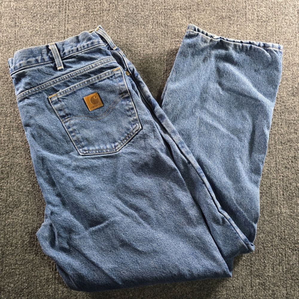 Carhartt B172 DST Mens Flannel Lined Relaxed Fit Jeans Blue Denim 38x32